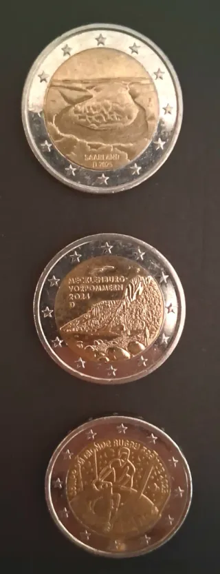 Lote 3 monedas 2 euros conmemorativas