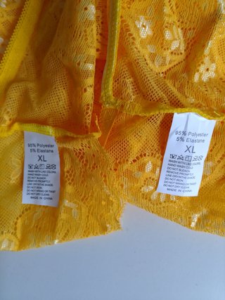 Conjunto Lencería Sexy Encaje Amarillo Talla L