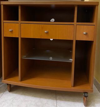 Mesa TV madera y cristal