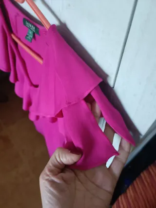 Blusa fucsia Ralph Lauren volantes Talla XS