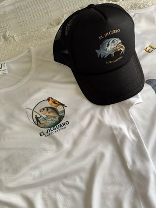 Pack dorada camiseta y gorra jilguero surfcasting