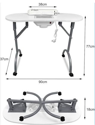 Mesa Manicura Portátil con Ruedas