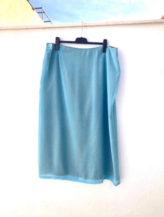 Conjunto Falda Midi y Top Azul y Marrón