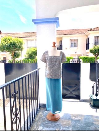 Conjunto Falda Midi y Top Azul y Marrón