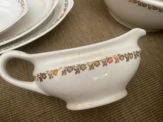 Vajilla Vintage Porcelana Oro Blanco.
