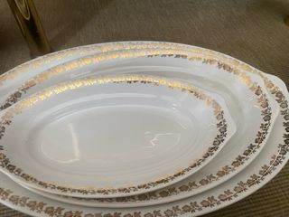 Vajilla Vintage Porcelana Oro Blanco.