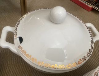 Vajilla Vintage Porcelana Oro Blanco.