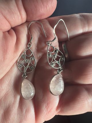 Pendientes Plata Filigrana Rosa