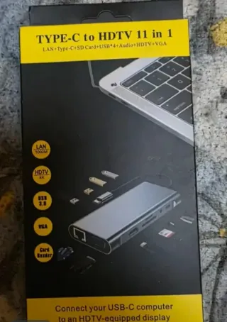 Hub USB C 11 en 1: 4K HDMI VGA LAN Audio USB A