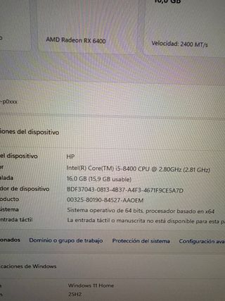 PC Gaming ITX HP Radeon RX 6400 i5 8400