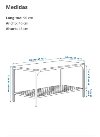 Mesa de centro de madera y metal.