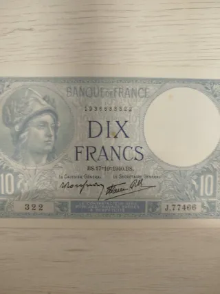 Billete 10 Francos 1940 Banque de France