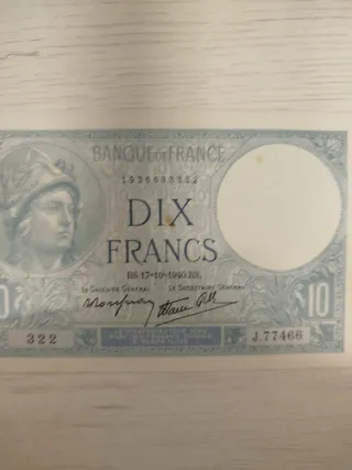Billete 10 Francos 1940 Banque de France