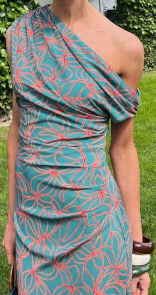 Vestido de fiesta verde y naranja talla L