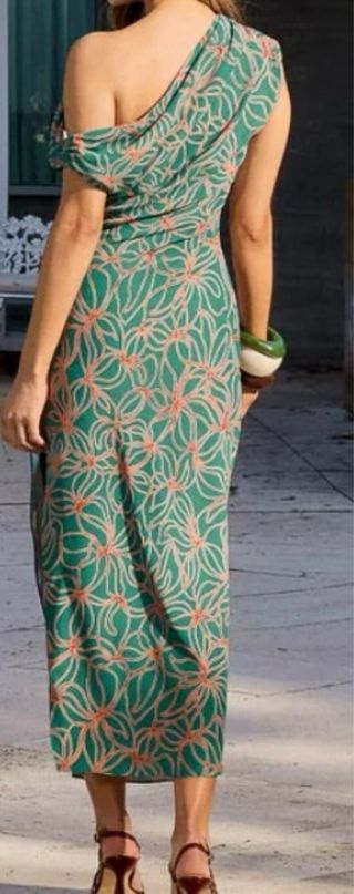 Vestido de fiesta verde y naranja talla L