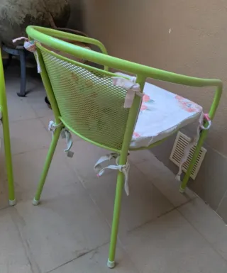 Pareja Sillas Verdes Metal y Tela