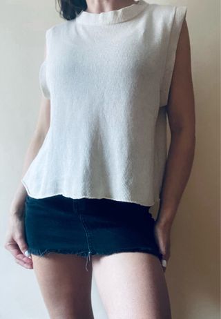 Blusa Zara punto S crema