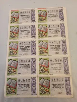 Billetes Lotería Nacional España 1974 a 1985