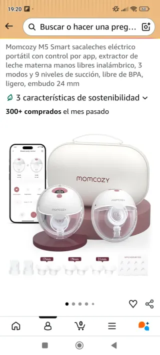 Sacaleches Momcozy M5 Smart sin usar doble.