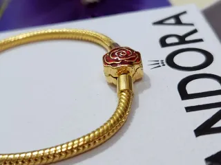 Pulsera Pandora Cadena Serpiente Cierre Rosa
