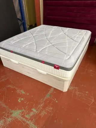 180x200 KING SIZE CANAPE MADERA BLANCO ARTICO TAPA