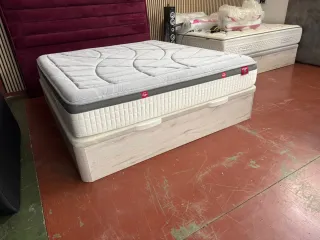 180x200 KING SIZE CANAPE MADERA BLANCO ARTICO TAPA