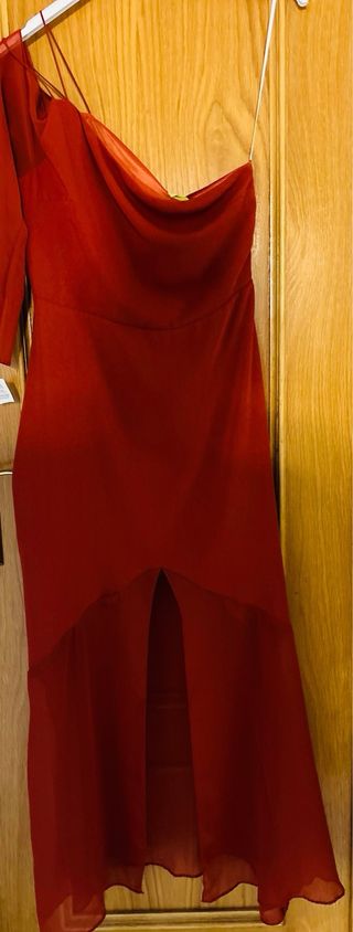 Vestido fiesta Granate asimétrico