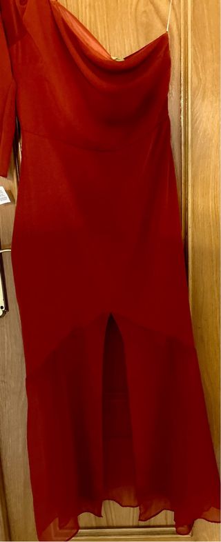 Vestido fiesta Granate asimétrico