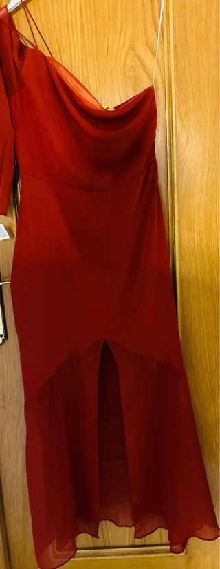 Vestido fiesta Granate asimétrico