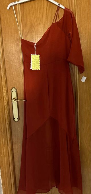 Vestido fiesta Granate asimétrico