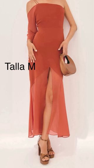 Vestido fiesta Granate asimétrico