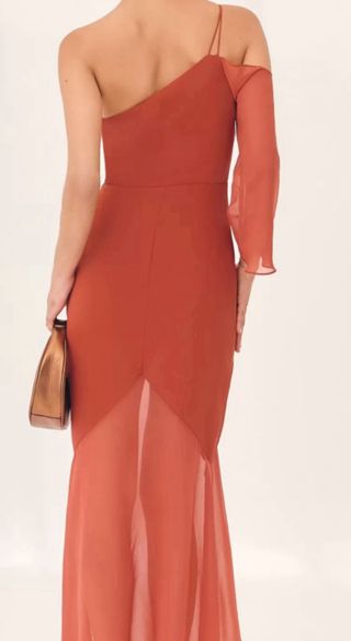 Vestido fiesta Granate asimétrico