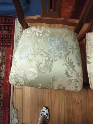 Juego de 2 Sillas de Comedor Madera y Tela
