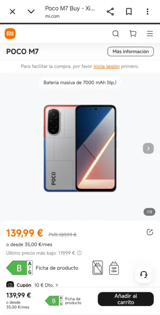 Xiaomi Poco M7 8+256GB color Plata