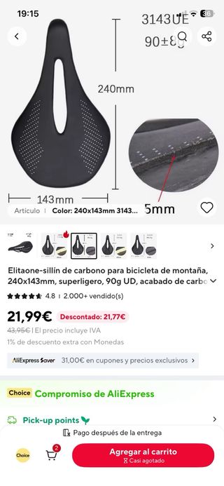 Sillín Elita One Negro