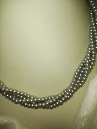 Collana Torchon Perle Vetro Grey