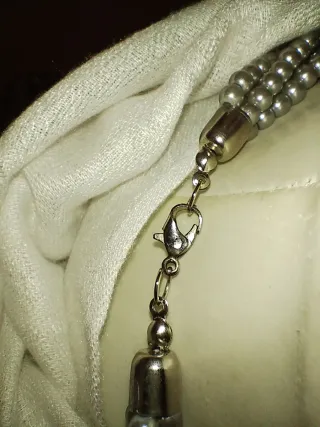 Collana Torchon Perle Vetro Grey