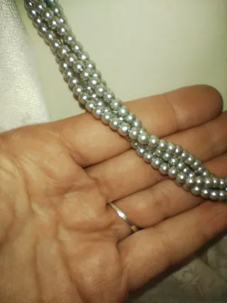 Collana Torchon Perle Vetro Grey