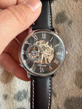 Reloj Forsining Automático Esqueleto Plata Negro