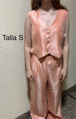 Pantalón Palazzo Estoril Lady Pipa Rosa Palo