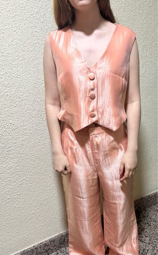 Pantalón Palazzo Estoril Lady Pipa Rosa Palo