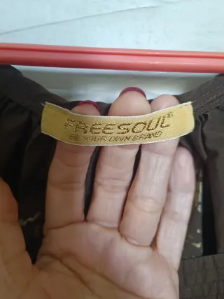 Blusa marrón Freesoul talla M 100% algodón