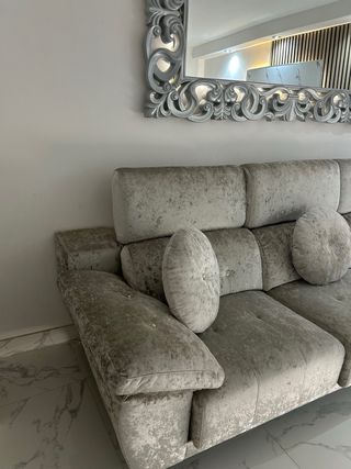 Sofá modular gris terciopelo