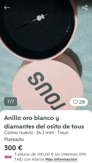 Anillo Tous Oro Blanco 18k y diamantes