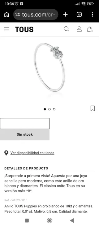 Anillo Tous Oro Blanco 18k y diamantes