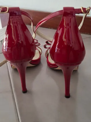Sandálias Salto Alto Vermelhas Laço Tam 39