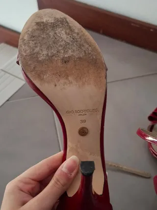 Sandálias Salto Alto Vermelhas Laço Tam 39