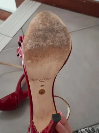 Sandálias Salto Alto Vermelhas Laço Tam 39