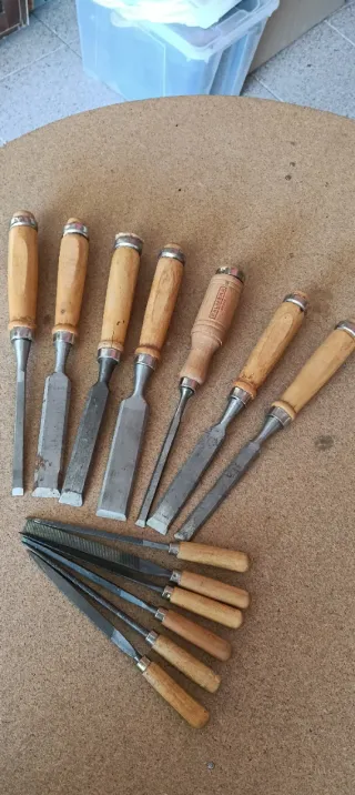 Lote de formones y limas de carpintero PALMERA