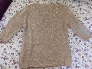 Jersey beige talla 40 con lentejuelas manga codo